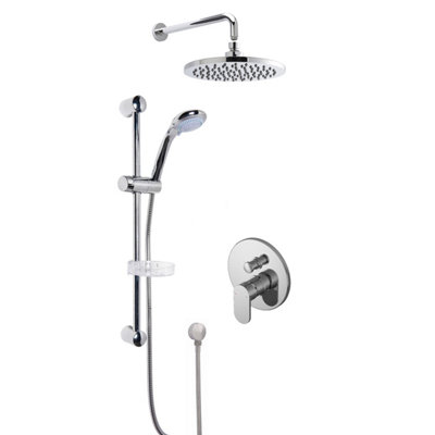 Current Concealed Round Manual Valve with Multi Function Slide Rail Kit, Arm & Head Shower Bundle - Chrome - Balterley Price Comparisons | Compare The Build