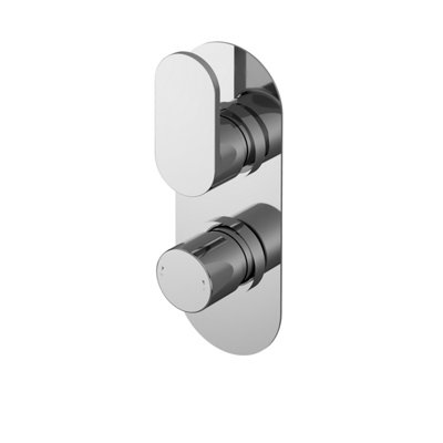 Current Contemporary Bathroom Round Twin Concealed Thermostatic Shower Valve with Diverter, 215mm, Chrome - Balterley