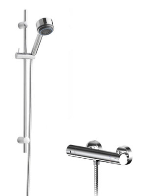 Current Round Bar Valve & Linear Slide Rail Kit Shower Set - Chrome - Balterley