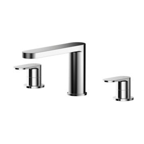 Current Round Deck 3 Mounted Tap Hole Bath Filler Tap - Chrome - Balterley