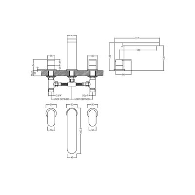 Current Round Deck 3 Mounted Tap Hole Bath Filler Tap - Chrome - Balterley
