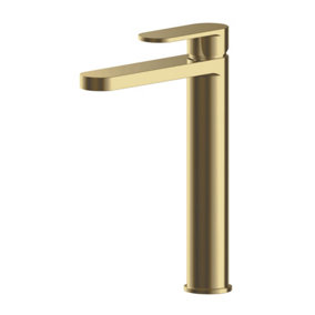 Current Round High Rise Mono Basin Mixer Tap - Brushed Brass - Balterley