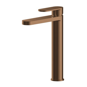 Current Round High Rise Mono Basin Mixer Tap - Brushed Bronze - Balterley