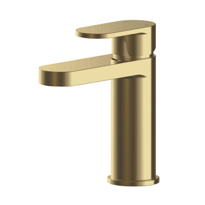 Current Round Mono Basin Mixer Tap with Push Button Waste Brushed