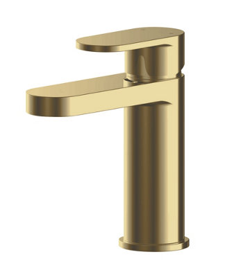 Current Round Mono Basin Mixer Tap with Push Button Waste - Brushed Brass - Balterley