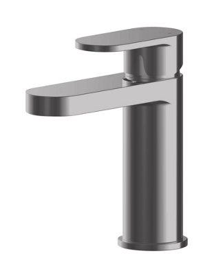 Current Round Mono Basin Mixer Tap with Push Button Waste - Brushed Pewter - Balterley