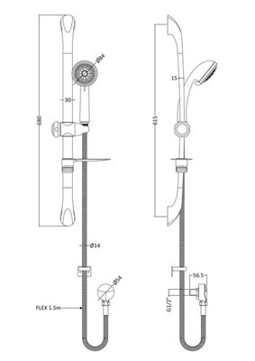 Current Round Thermostatic Bar Valve and Luxury Curved Slider Rail Kit Shower Bundle - Chrome - Balterley - 3