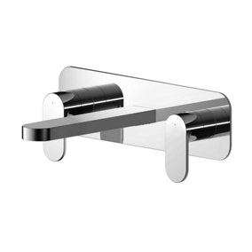Current Round Wall Mount 3 Tap Hole Basin Mixer Tap & Back Plate - Chrome - Balterley