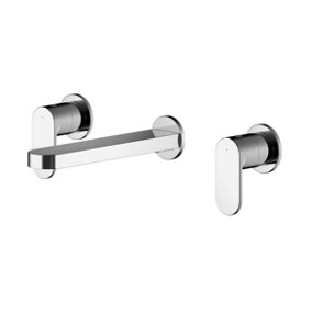 Current Round Wall Mount 3 Tap Hole Basin Mixer Tap - Chrome - Balterley