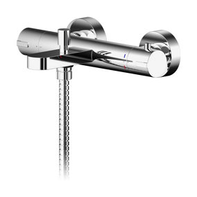 Current Round Wall Mount Thermostatic Bath Shower Mixer Bar Valve Tap (Kit Not Included) - Chrome - Balterley