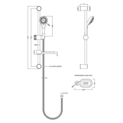 Current Shower Bundle Concealed Round Manual Valve & Multi Function Handset Slide Rail Kit - Chrome Balterley