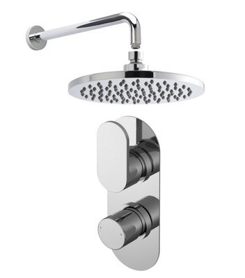 Current Shower Bundle Concealed Round Twin Valve, Arm & Head Kit - Chrome Balterley