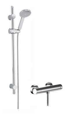 Current Thermostatic Minimalist Bar Valve and Water Saving Slide Rail Kit Shower Bundle - Chrome - Balterley