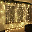 Curtain Lights Plug in, 306 LED 3m x 3m Warm White Curtain Fairy Lights, 8 Modes Hanging Fairy String Lights Mains Powered
