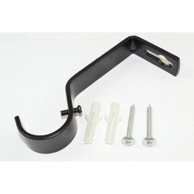 Curtain Pole Rail Support Bar Metal Black 28mm Pack Of 2 | DIY at B&Q