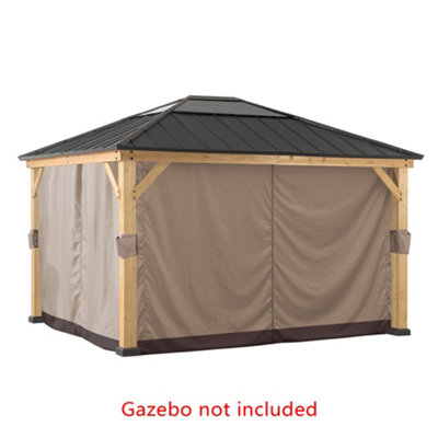 Curtain Set for Sunjoy Cedar wood Gazebo - 393cm x 335cm, Khaki | DIY ...