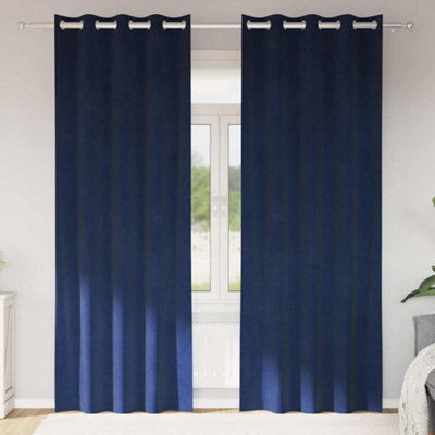 Curtains with Curtains 2 pcs Dark blue 140 x 245 cm Velvet