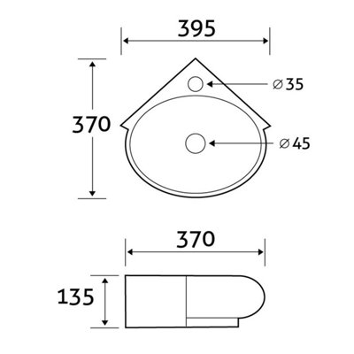Curve Corner Wall Hung Cloakroom Basin - 3