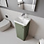 Curve Floor Standing 1 Door Vanity Unit with Ceramic Basin - 400mm  - Satin Green - Balterley