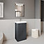 Curve Floor Standing 2 Door Vanity Unit with Ceramic Basin - 500mm  - Soft Black - Balterley