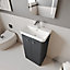 Curve Floor Standing 2 Door Vanity Unit with Ceramic Basin - 500mm  - Soft Black - Balterley