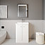Curve Floor Standing 2 Door Vanity Unit with Ceramic Basin - 600mm - Gloss White -Balterley
