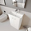 Curve Floor Standing 2 Door Vanity Unit with Ceramic Basin - 600mm - Gloss White -Balterley