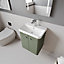 Curve Wall Hung 2 Door Vanity Unit with Ceramic Sink - 500mm  - Satin Green - Balterley