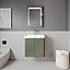 Curve Wall Hung 2 Door Vanity Unit with Ceramic Sink - 600mm  - Satin Green - Balterley