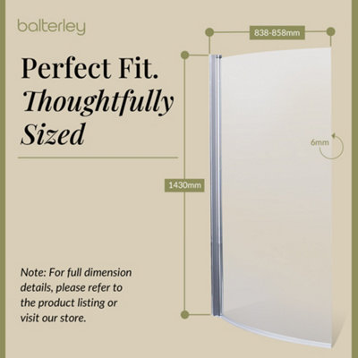 Curved 6mm Toughened Safety Glass Reversible B-Bath Screen - Chrome - 3