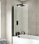 Curved 6mm Toughened Safety Glass Reversible P-Bath Screen - Black- Balterley