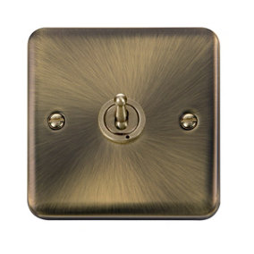 Curved Antique Brass 1 Gang 2 Way 10AX Toggle Light Switch - SE Home