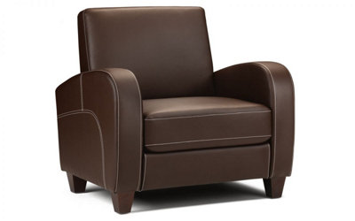 Curved Armchair - Brown Faux Leather