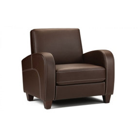 Curved Armchair - Brown Faux Leather