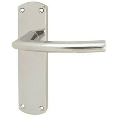 Curved Bar Lever on Latch Backplate Door Handle 170 x 42mm Polished Chrome Price Comparisons | Compare The Build