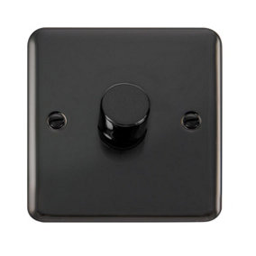 Curved Black Nickel 1 Gang 2 Way LED 100W Trailing Edge Dimmer Light Switch - SE Home