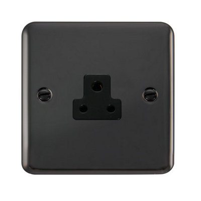 Curved Black Nickel 1 Gang 2A Round Pin Socket - Black Trim - SE Home