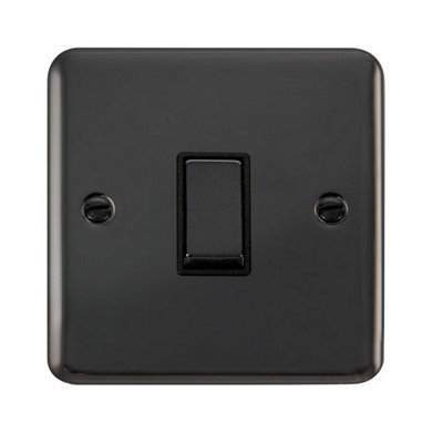Curved Black Nickel 10A 1 Gang Intermediate Ingot Light Switch - Black Trim - SE Home