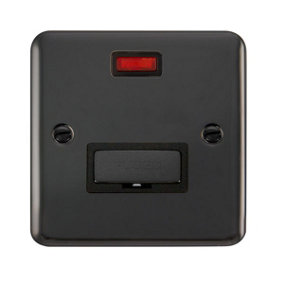 Curved Black Nickel 13A Fused Ingot Connection Unit With Neon - Black Trim - SE Home