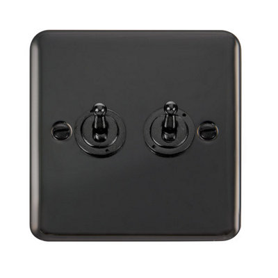 Curved Black Nickel 2 Gang 2 Way 10AX Toggle Light Switch - SE Home