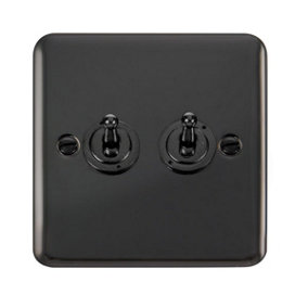 Curved Black Nickel 2 Gang 2 Way 10AX Toggle Light Switch - SE Home