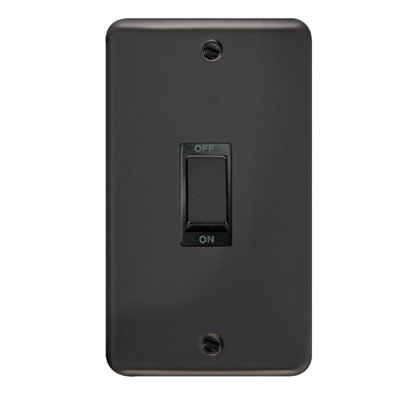 Curved Black Nickel 2 Gang Ingot Size 45A Switch - Black Trim - SE Home