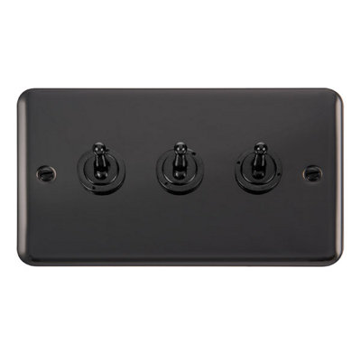 Curved Black Nickel 3 Gang 2 Way 10AX Toggle Light Switch - SE Home Price Comparisons | Compare The Build
