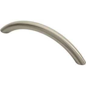 Curved Bow Cabinet Pull Handle 119 x 10mm 96mm Fixing Centres Satin Nickel