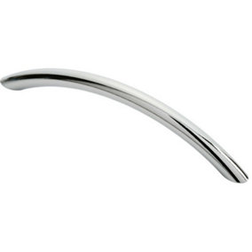 Curved Bow Cabinet Pull Handle 153 x 10mm 128mm Fixing Centres Chrome
