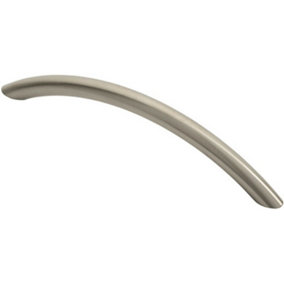 Curved Bow Cabinet Pull Handle 153 x 10mm 128mm Fixing Centres Satin Nickel
