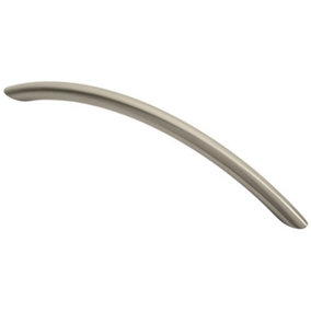 Curved Bow Cabinet Pull Handle 190 x 10mm 160mm Fixing Centres Satin Nickel