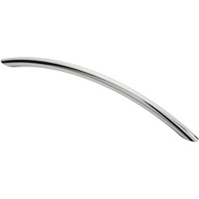 Curved Bow Cabinet Pull Handle 226 x 10mm 192mm Fixing Centres Chrome