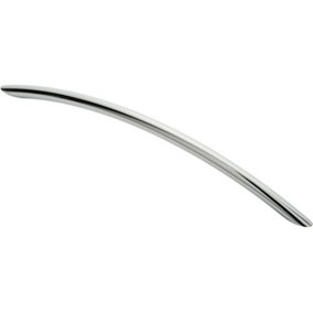 Curved Bow Cabinet Pull Handle 256 x 10mm 224mm Fixing Centres Chrome