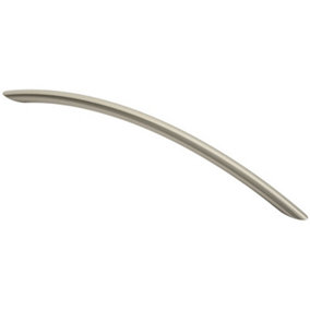 Curved Bow Cabinet Pull Handle 256 x 10mm 224mm Fixing Centres Satin Nickel